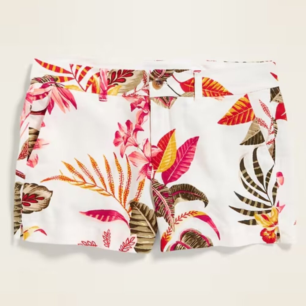 Old Navy Mid-Rise Printed Linen-Blend Everyday Shorts - 3.5-inch inseam sz 10